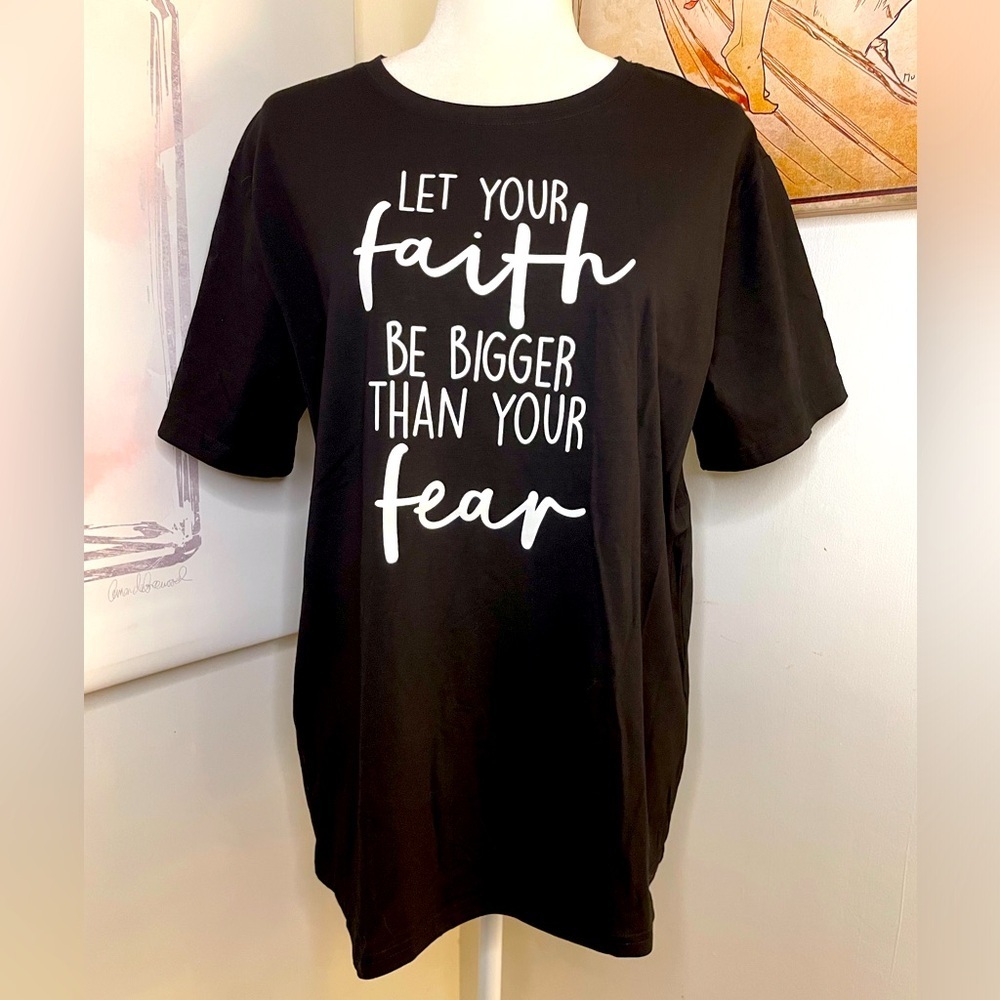 Faith Inspired Short Sleeve T-Shirt Black Size XL